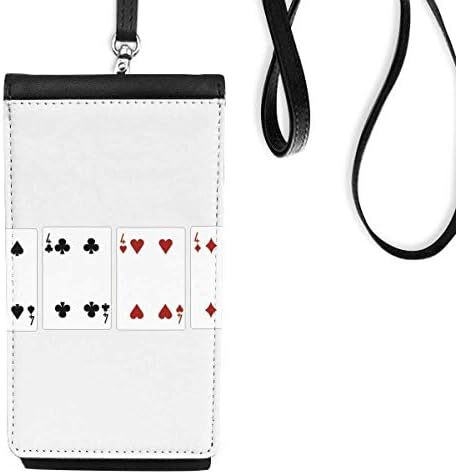 4 Heart Spade Diamond Club Pattern Phone Wallet bolsa pendurada bolsa móvel bolso preto