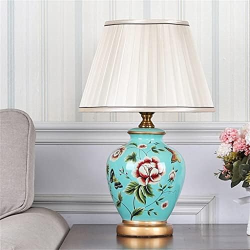 Lâmpada de mesa de cerâmica grossa Flor de estilo europeu e sala de estar de pássaro quarto de cabeceira