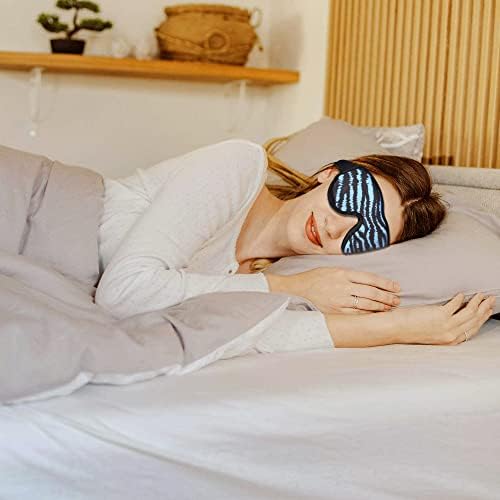 Máscara de sono de luxo bloqueio para dormentes laterais, máscara para os olhos para dormir uma máscara ocular contornada de moda ajustável para viajar em homens de avião, azul