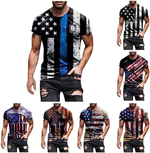 Soldado Manga curta para homens bandeira americana plus size camiseta retro patriótica muscle workout atletics