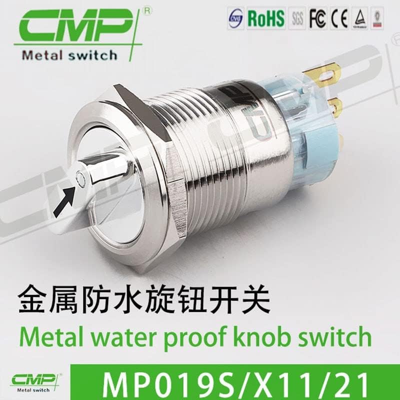 CMP Metal Anti -Vandal Two Position Hold mantinha o interruptor rotativo seletor em aço inoxidável com