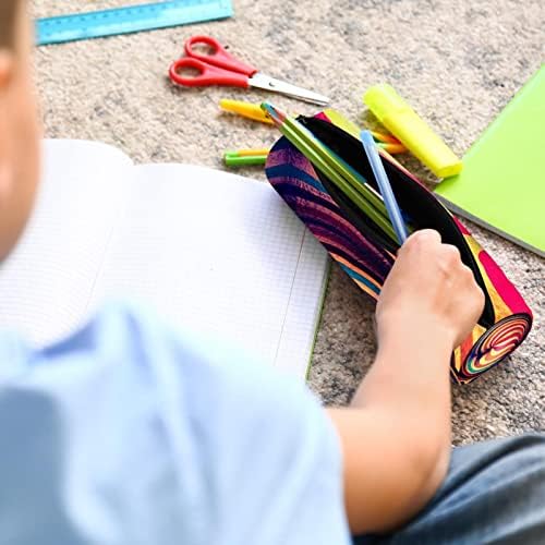 Caixa de lápis Guerotkr, bolsa de lápis, capa de caneta, bolsa de caneta, bolsa de lápis pequena, padrão de arte em espiral listrada colorida