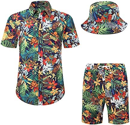 Camisa havaiana masculina de Medar e roupas de férias de 2 peças definem Button Casual Down Beach