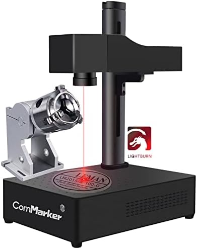Commarker JPT Fiber Laser Gravador 30W com mandril rotativo de 80 mm, máquina de gravação a laser, compatível com Lightburn e Ezcad Laser Marking Machine para metal, jóias, caneta, etiqueta, tumbas