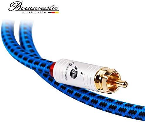 Jib Boaacoustic Blueberry Series 6N OCC® RCA para RCA Male para masculino Subwoofer High-end Subwoofer Cable- 3,2 pés/1m