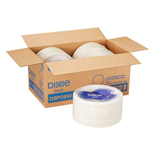 Dixie Basic 8,5 ”Placas de papel leve por GP Pro, White, DBP09W, 500 contagem