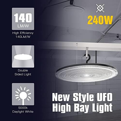 240W UFO LED High Bay Light 36000lmul/DLC listado 5000K, iluminação Up & Down Iluminação Dimmível