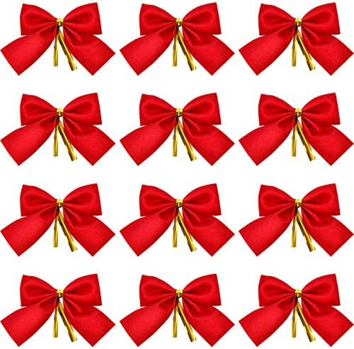 Willbond 96 Packs Mini Christmas Bow Decorações para a árvore de Natal, arcos pequenos de 3,15 polegadas