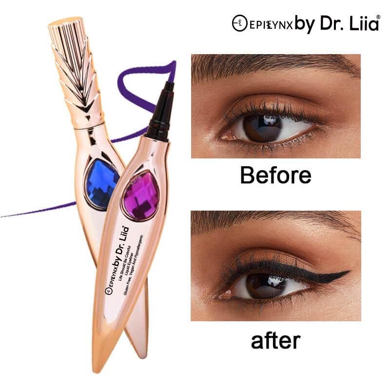 Epilynx do Dr. Liia - Paleiro Líquido de Gem Prova à prova d'água à prova de manchas com ponta de feltro fina - Liner com líquido hipoalergênico sem glúten de longa duração - caneta líquida - Makeup Fashion Eye Liner