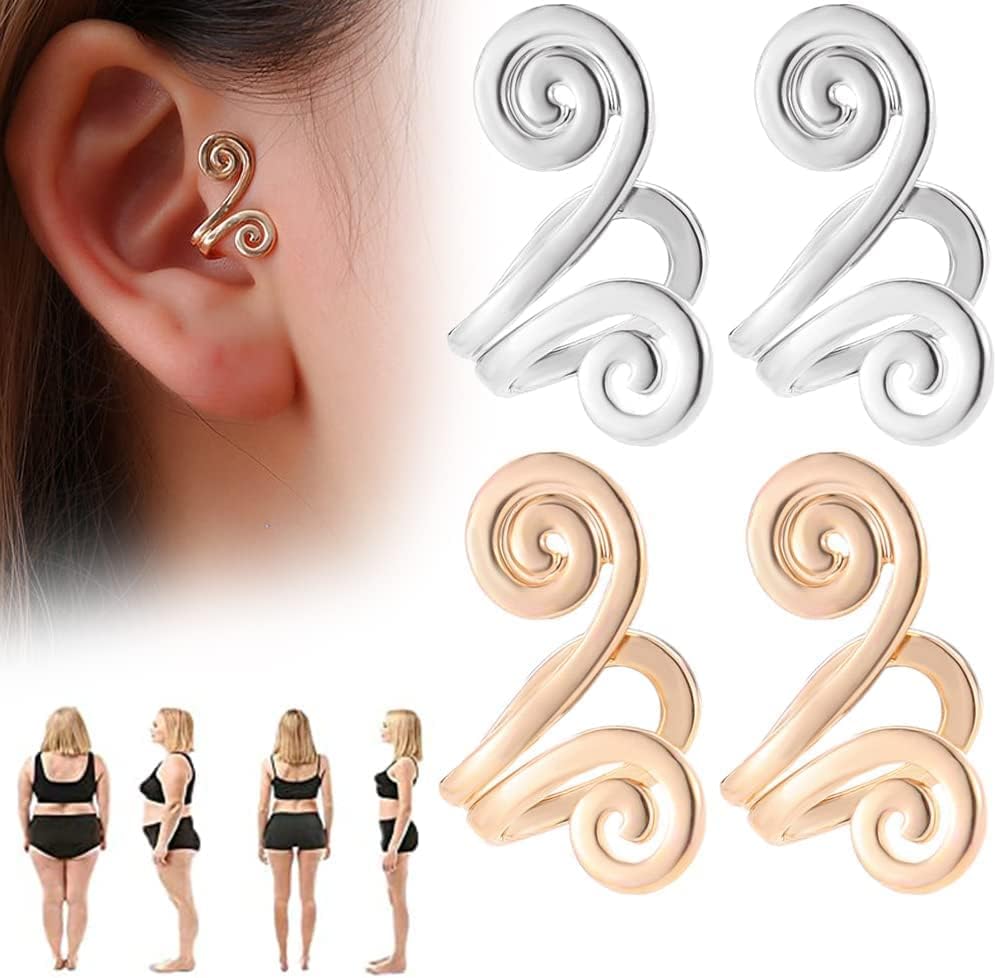 Brincos de acupressão de Zunis, 2 pares de brincos de acupuntura, 4 PCs Piercing Ear Clip para mulheres, homens （ouro e prata）