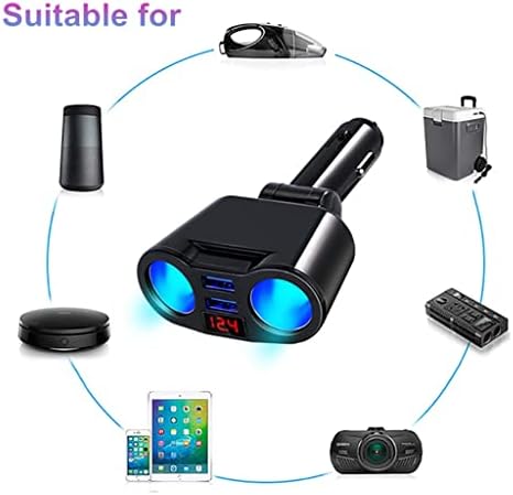 FZZDP Splitter de carro para celular MP3 DVR SUV Acessórios automáticos com adaptador de porta de carregador USB duplo LED