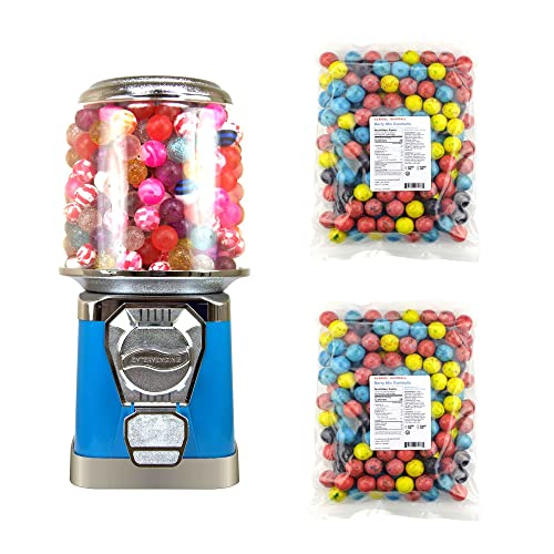 Máquina de Gumball para crianças - Máquina de venda automática azul em fábrica com 5 lb de berry mix gumballs - goma de chiclete para crianças - moeda gumball máquina - goma bola sem suporte