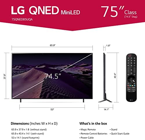 LG 55 polegadas da classe QNED85 Série 4K TV inteligente com Alexa embutida 55qned85uqa S75Q 3.1.2ch Barra