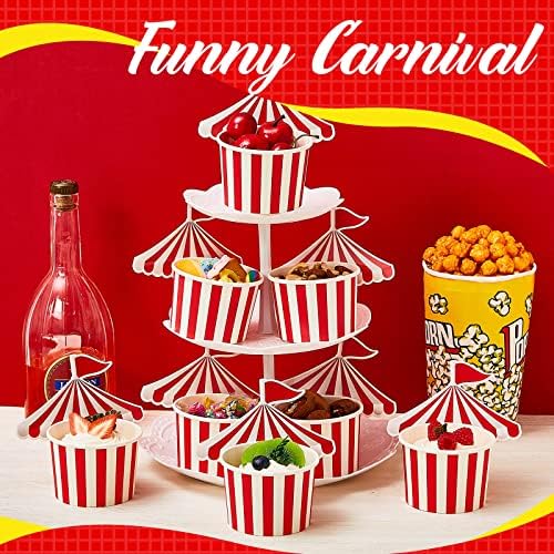 Carnaval Party Circus Ten Ice Cream Copo 8 Oz Papel Copo de Carnaval Red Snacks Snacks Copos de