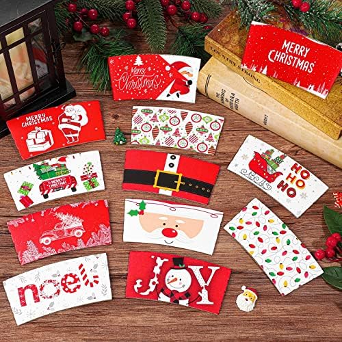 Shojoy 36 pacotes Feliz Natal Festa de xícaras de xícara de christmas Chave de café Hanking Hot Chocolate