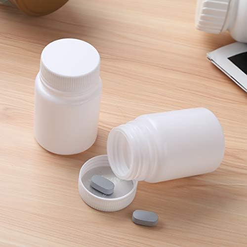 Tiaobug 10pcs garrafas de comprimidos portáteis de plástico vazio garrafas de comprimido de armazenamento de comprimido capa branca 20ml