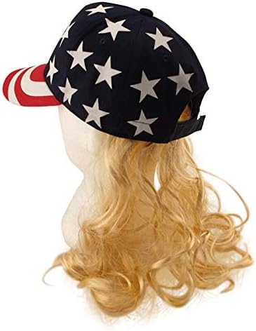 Estrelas e listras dos EUA King Blonde Tiger Mullet Hat Wig Merica Redneck Exotic Wig