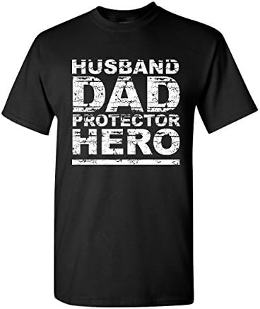 Marido pai protetor herói camiseta do dia do pai pai paternidade masculina camiseta