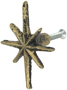 Zeckos Conjunto de 6 Antigo Gold acabamento em meados do século Modern Décor Starburst Cast Ferer Drawer Pulls Gabinete botões