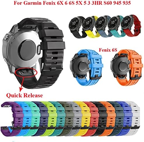 Fehauk 20 22 26mm Sport Sport Silicone Watch Bandrap para Garmin Fenix ​​7 7x 7s 6x 6 6s Pro 5x 5 5s