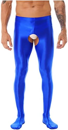 Jhaoyu Men's Glighty Yoga Skinny Pants semi-transmissora Treperas de compressão Hold Out Hollow