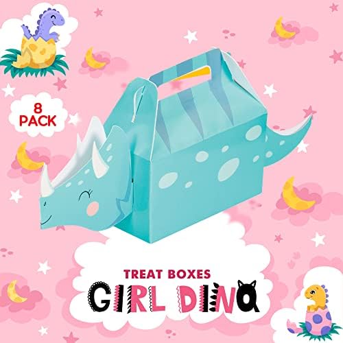 Caixas criativas de festas de garotas de conversão criativa - 8 contam caixas coloridas em forma de dinossauros
