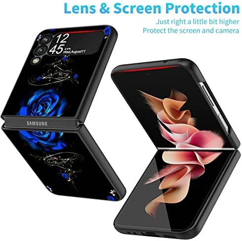 Caso para Samsung Z Flip 3 5G, Dikoer Galaxy Z Flip 3 2021 Caixa de telefone para homens, Tampa dobrável de dobramento à prova de choques de Back Toxtur in Slim de serviço pesado para Samsung Galaxy Z flip 3, rosa azul