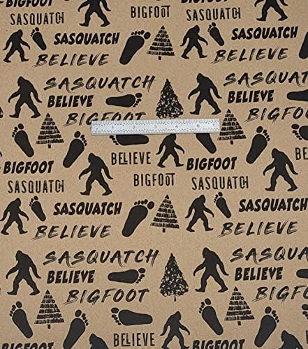Bigfoot Believe Pattern Gift embrulhing Papel sobre Kraft - 24 x 10 '