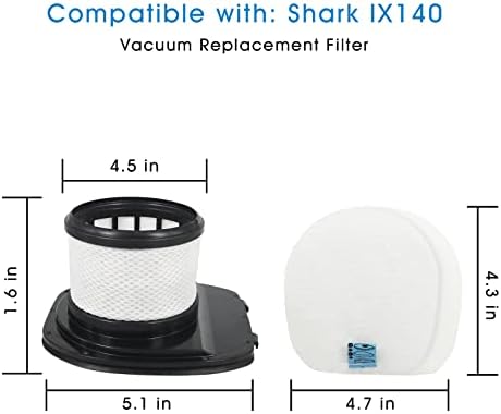 Filtro IX140 Compatível com Shark Pet Pro Ix140, IX141, IX142, IZ140, IZ140C, IZ141C, IZ142, UZ145 Vacuum Stick, número de peça 616FJ140 e 617FJ140