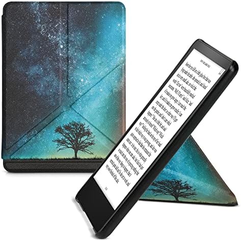 Case de origami kwmobile compatível com Kindle Paperwhite 11. Geração 2021 - Case Slim Premium Pu Couather Cover com suporte - Nature Cosmic Blue/Grey/Black
