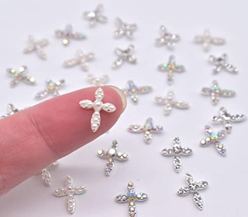 Lifoost 30pcs encanta de unhas cruzadas para unhas artes 3d strass de luxo jóias cruzadas jóias de cristal