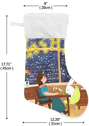 Pimilagu Rabbit e Proprietário Meias de Natal 1 pacote 17,7 , meias penduradas para decoração de Natal