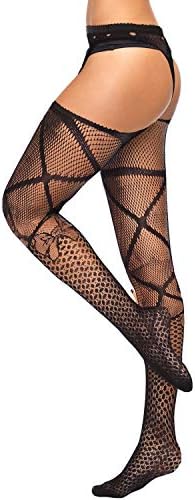 6 pares meias de fishnet coxa de suspensa alta calça preta de calça de peixe preto meias de renda para mulheres