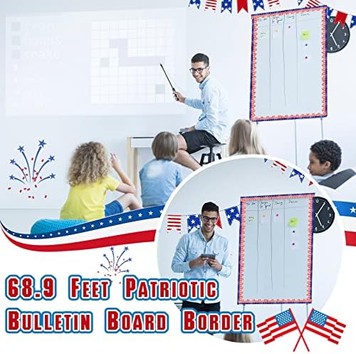 68,9 pés Patriótico Bulletin Board Border Memorial Day Bulletin Adesivo de fronteira American Bandim Bulletin