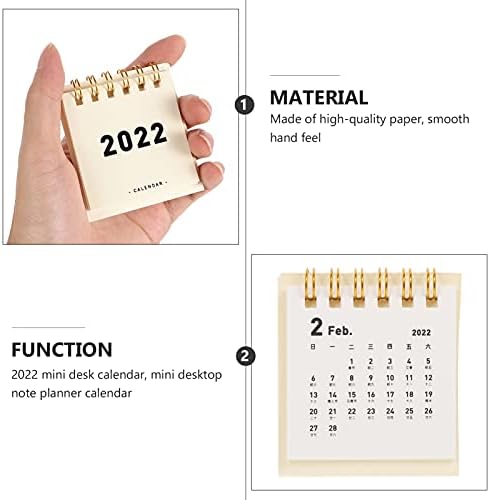 Calendário do escritório de Toyandona 2pcs 2022 Mini calendário de mesa 2022 Mini calendário de calendário