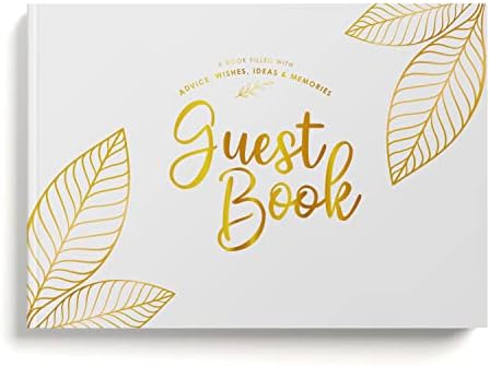 Lacunas Store 9 x 7 Gold All Final Fitive Guest Book - Livro de convidados de casamento - Registro de casamento