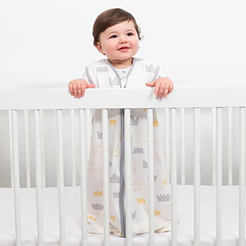 Tillyou Sleep Sack-Cotton Wearable Blanket Baby 2-Pack Conjunto, se encaixa em crianças de 18 a 24 meses, coroa cinzenta