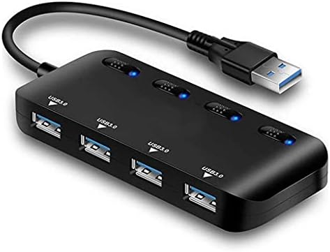 Hgvvnm USB 3.0 Hub 4 portas Velocidade rápida fina USB3.0 Indicador de LED de cabo divisor
