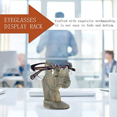 Toyandona Rhinoceros Eyeglass Titular Wood Animal esculpido Eyeglass Portador criativo Óculos de sol