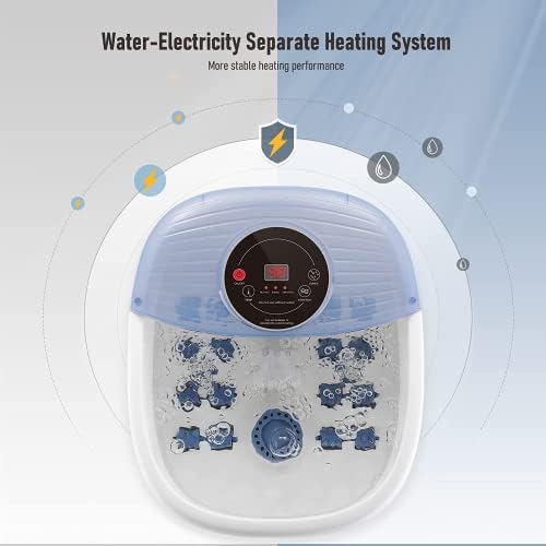 Massageador de banho de spa do pé curativo com bolhas, vibração e calor, temperatura ajustável digital, aquecimento rápido e banho de pedicure em casa Soaker com 16 rolos de massagem para alívio do estresse de pés