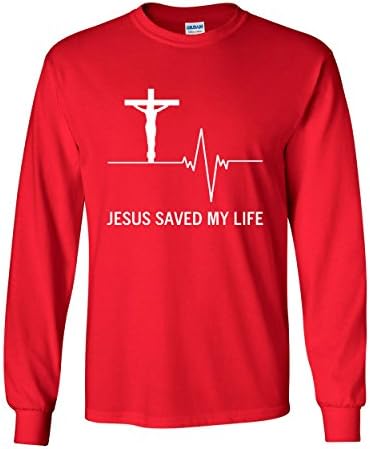 Jesus salvou minha vida de manga comprida camiseta