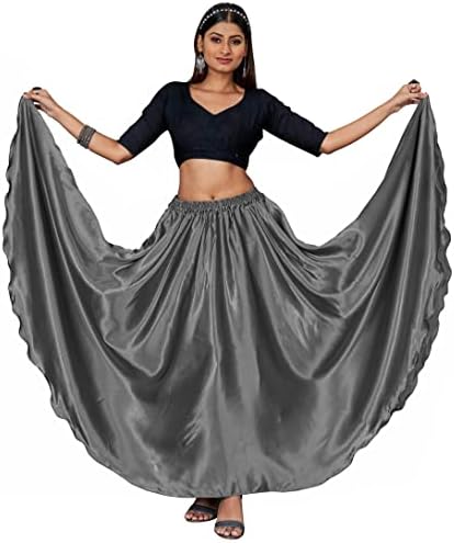 Salia de dança de dança de cetim de cetim Flamenco Tribal Bollywood Dancing Maxi Casual Garba Skirt