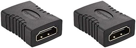 Basics Nylon 4K, 18 Gbps HDMI para cabo HDMI, 25 pés e acoplador HDMI, 29 x 22mm, preto - pacote de 2