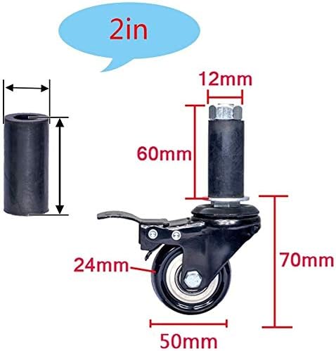 Nianxinn Shout Hules Castors giratórios de poliuretano com bloqueios de freio, para φ25/30/38/40mm de tubo redondo, lascoculturas parafusadas, tamanho: 25mm)