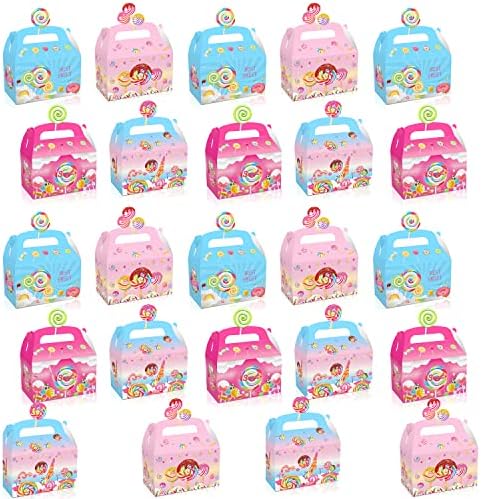 24 Pack Candyland Favor Boxes de presente - doce Lollipop Lollipop Mild -chá de bebê Party Birthday Supplies Decoração Favor Favor
