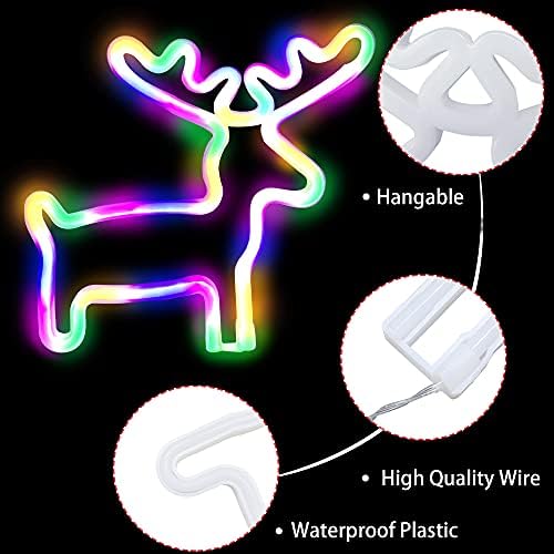 Tidyon NEON SIGN LED LED NEON Night Reindeer Lamp para decoração de parede, carregamento USB/Bateria colorida