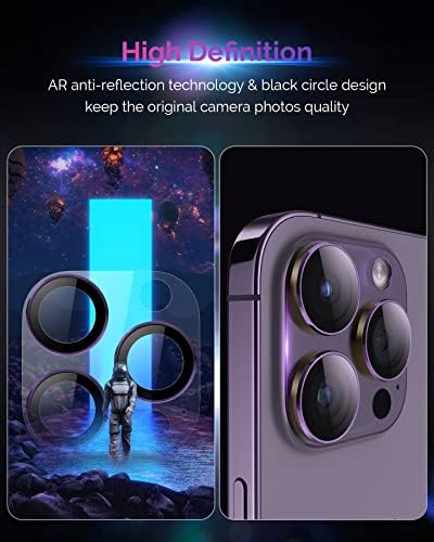 ACTGAN para iPhone 14 Pro e iPhone 14 Pro Max Camera Lens Protetor de alumínio Aluminum Plus Acrílico + 9H Protetor de tela de câmera de vidro temperado Acessórios de cobertura completa