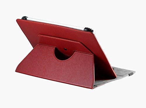 Capa de couro Faux Red Faux Red Navitech com 360 suporte de rotação compatível com o Galaxy Tab 3