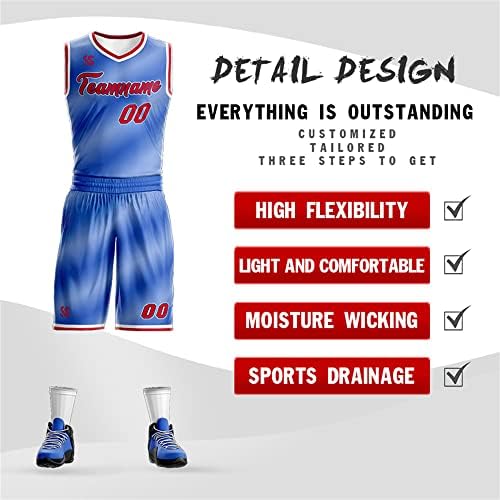 Kit de camisa de basquete de gradiente personalizado Nome da equipe e número de esportes personalizados para homens/jovens