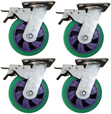 Rodas de giro giratória YJJT, lançador de móveis, lançadores industriais pesados, com rolamento de freio e esfera, rotação flexível e silencioso, 5, 6, 8 polegadas, roda de borracha silenciosa, conjunto de 4